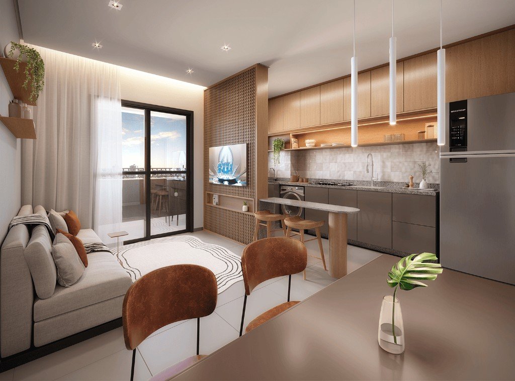 Sala ampla do apartamento CYANO em Itumbiara