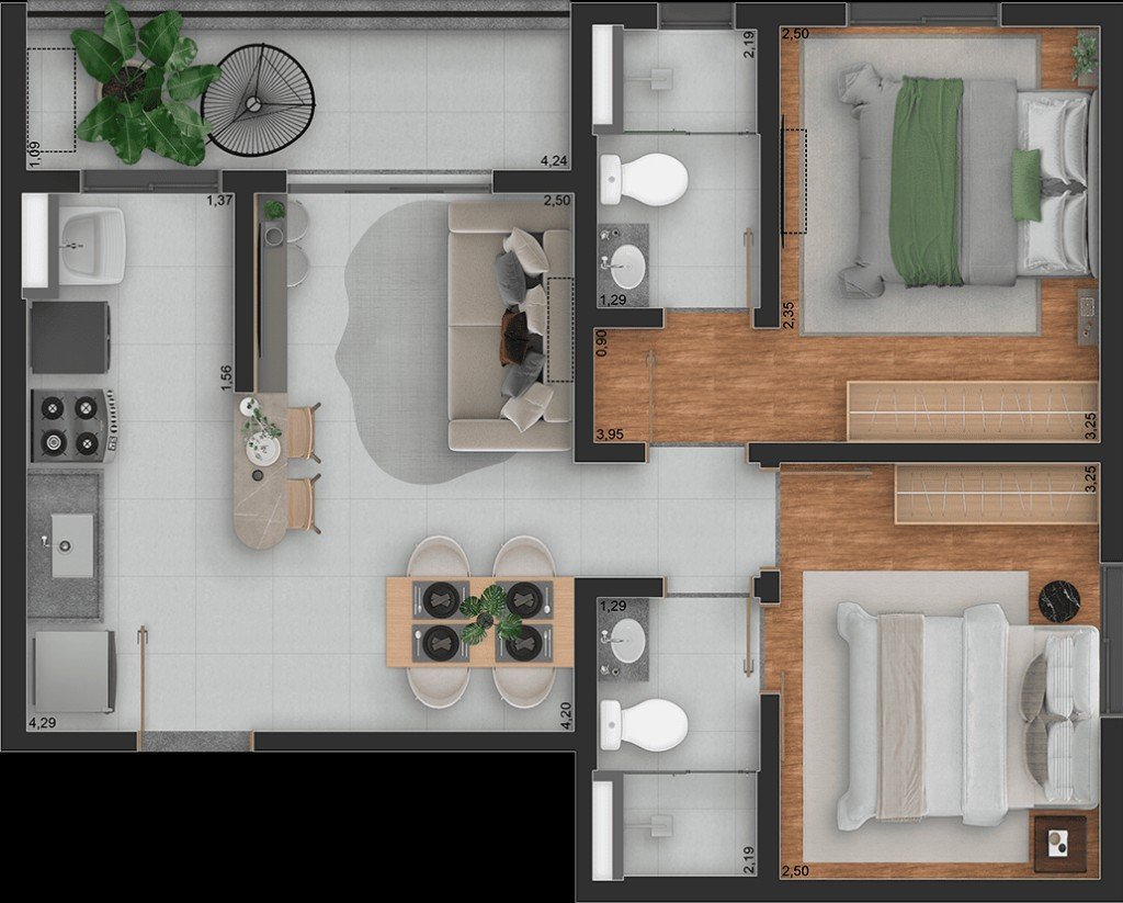 Planta do CYANO Residencial — apartamento em Itumbiara